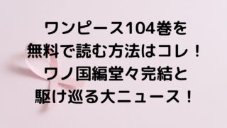 ワンピース104巻を無料で読む方法はコレ！ワノ国編堂々完結と駆け巡る大ニュース！